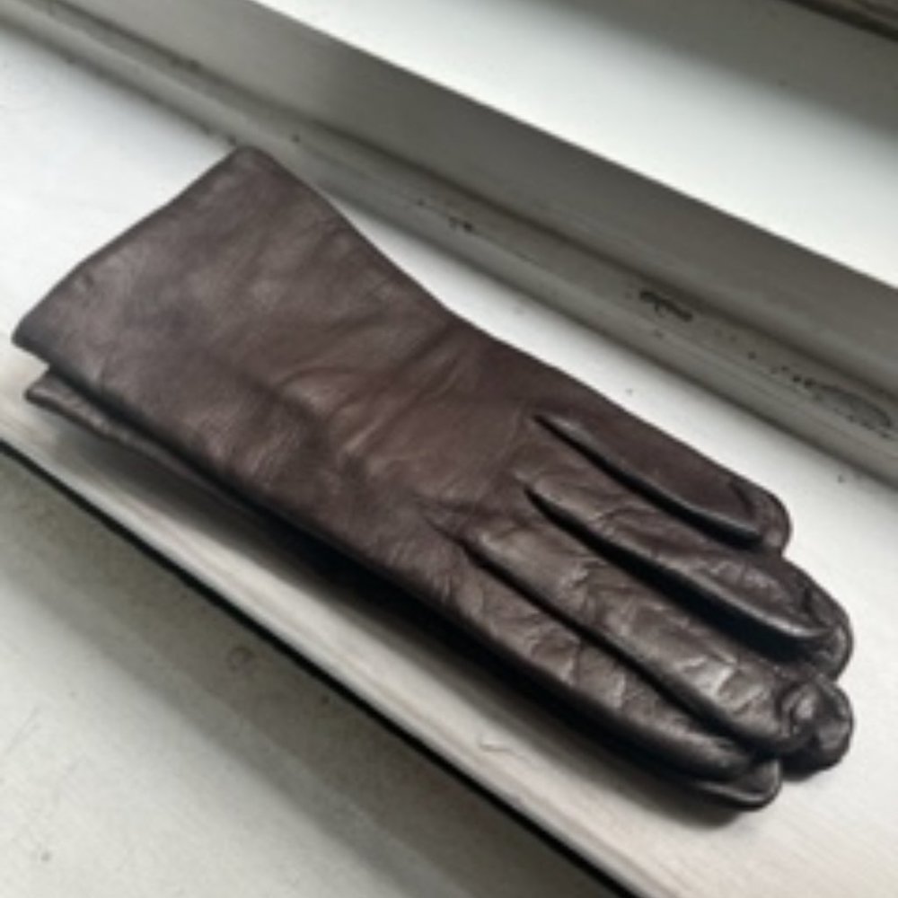 Sak’s Fifth Avenue Brown Cashmere Lined Leather Gloves